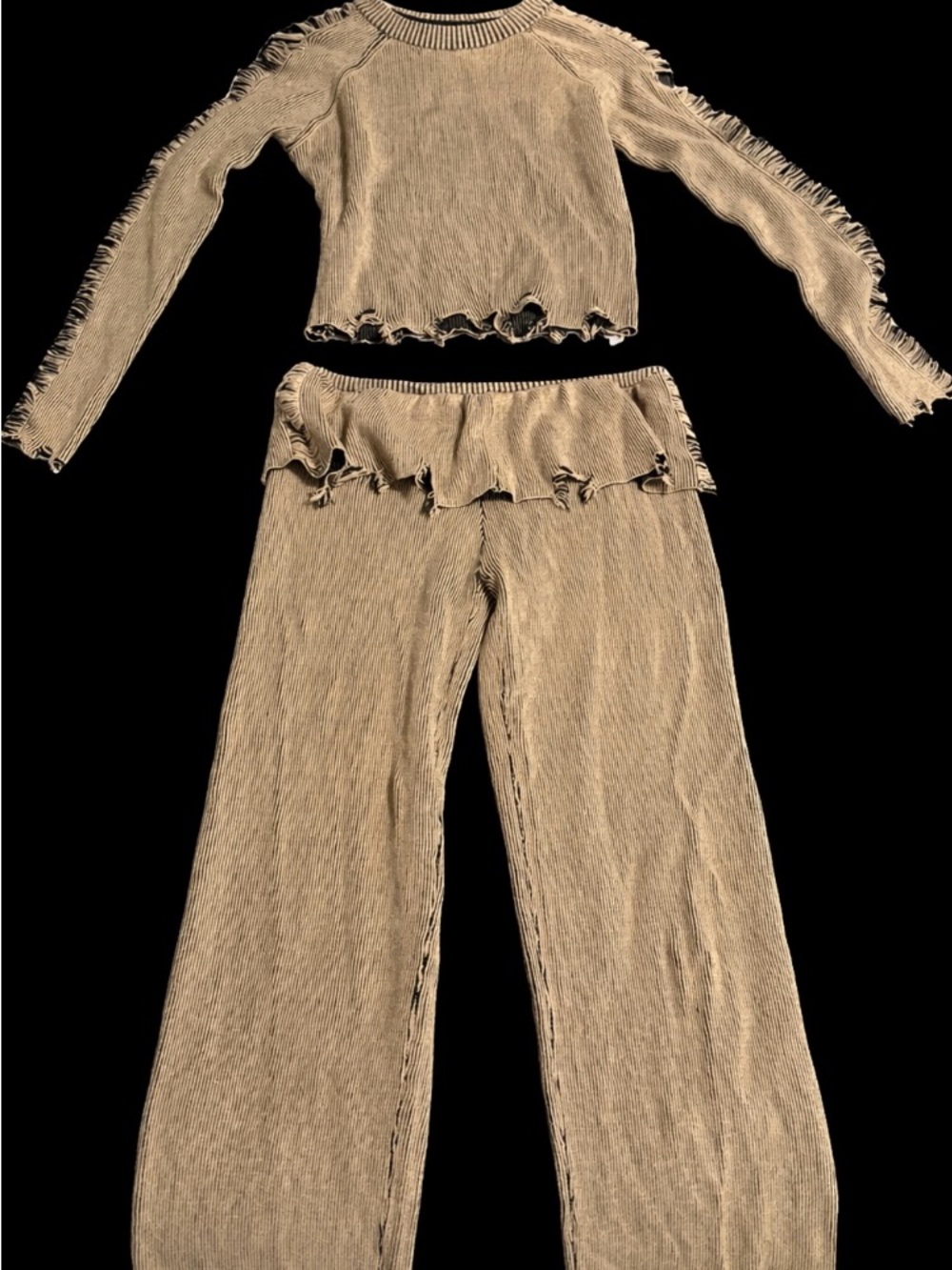 Fashion Nova Beige Ribbed Two-Piece Set